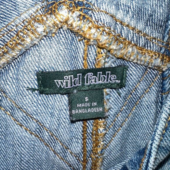 Wild Fable Target Medium Wash Denim Distressed Overalls Size S - Picture 4 of 7